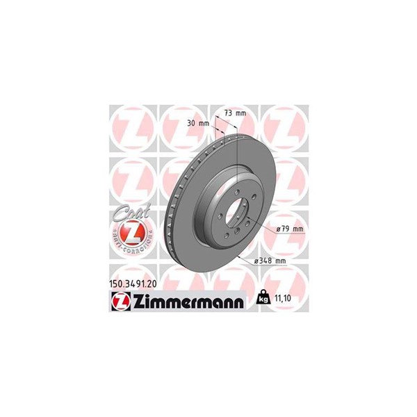 Bromsskiva Ventilerad, Framaxel Zimmermann 150.3491.20 ZIMMERMANN