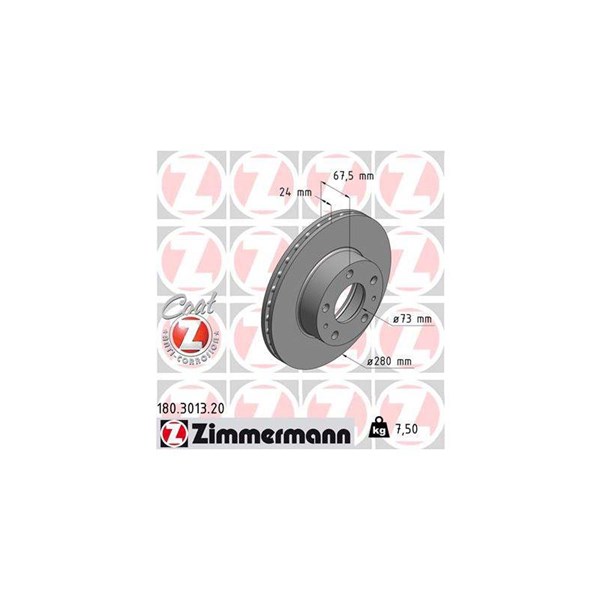 Bromsskiva Ventilerad, Framaxel Zimmermann 180.3013.20 ZIMMERMANN