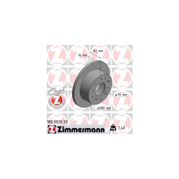 Bromsskiva Solid, Bakaxel Zimmermann 180.3020.20 ZIMMERMANN