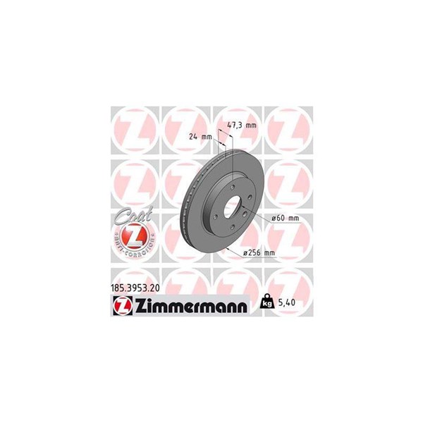 Bromsskiva Ventilerad, Framaxel Zimmermann 185.3953.20 ZIMMERMANN Bromsskiva Ventilerad, Framaxel Zimmermann 185.3953.20 ZIMMERMANN