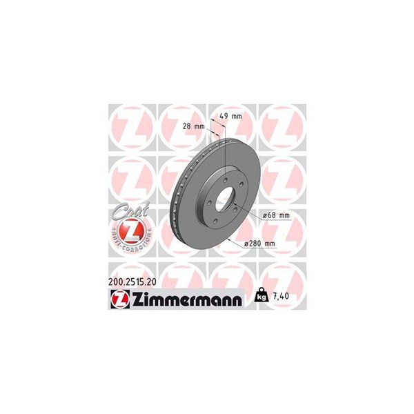 Bromsskiva Ventilerad, Framaxel Zimmermann 200.2515.20 ZIMMERMANN