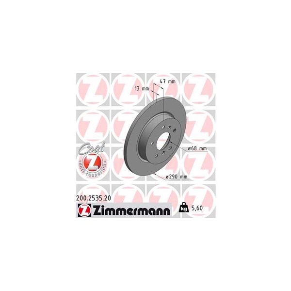 Bromsskiva Solid, Bakaxel Zimmermann 200.2535.20 ZIMMERMANN