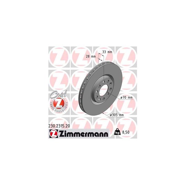 Bromsskiva Ventilerad, Framaxel Zimmermann 230.2315.20 ZIMMERMANN