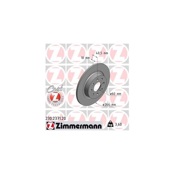 Bromsskiva Solid, Bakaxel Zimmermann 230.2371.20 ZIMMERMANN