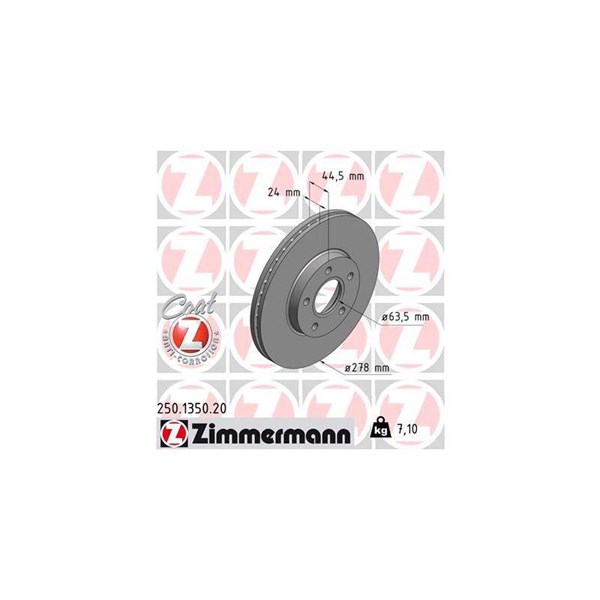 Bromsskiva Ventilerad, Framaxel Zimmermann 250.1350.20 ZIMMERMANN