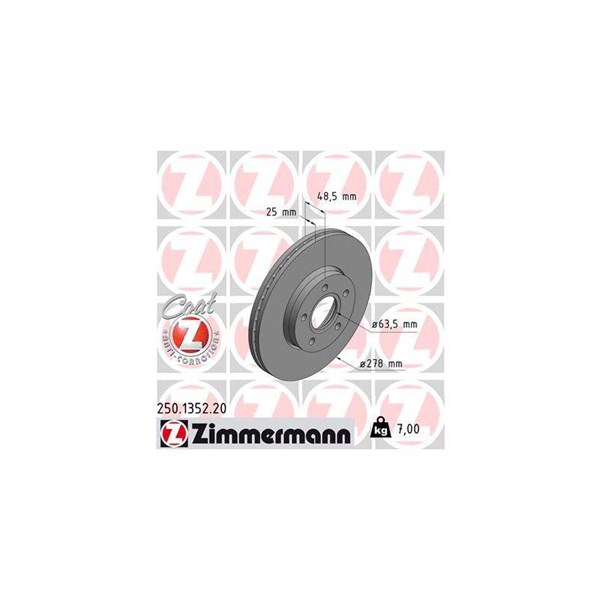 Bromsskiva Ventilerad, Framaxel Zimmermann 250.1352.20 ZIMMERMANN Bromsskiva Ventilerad, Framaxel Zimmermann 250.1352.20 ZIMMERMANN