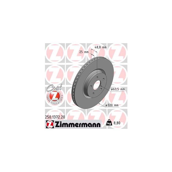 Bromsskiva Ventilerad, Framaxel Zimmermann 250.1372.20 ZIMMERMANN