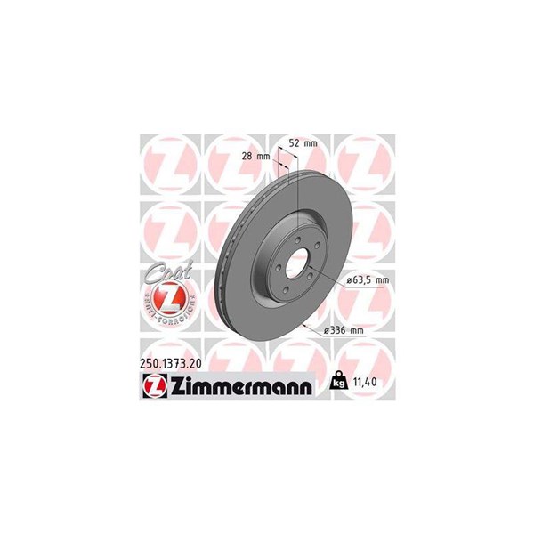 Bromsskiva Ventilerad, Framaxel Zimmermann 250.1373.20 ZIMMERMANN