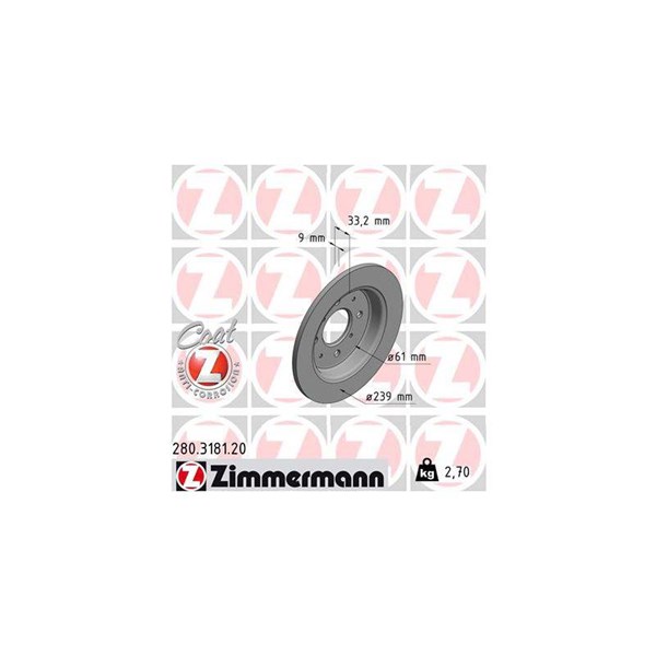 Bromsskiva Solid, Bakaxel Zimmermann 280.3181.20 ZIMMERMANN Bromsskiva Solid, Bakaxel Zimmermann 280.3181.20 ZIMMERMANN