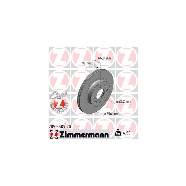 Bromsskiva Ventilerad, Framaxel Zimmermann 285.3509.20 ZIMMERMANN