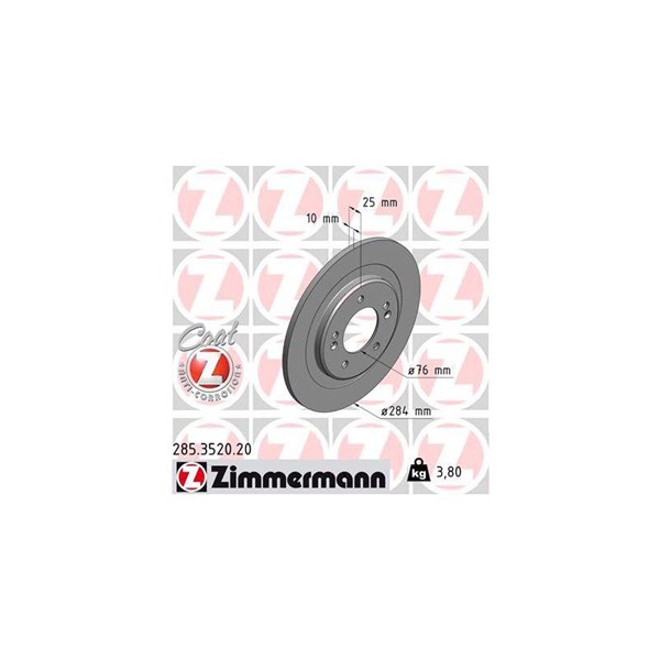 Bromsskiva Solid, Bakaxel Zimmermann 285.3520.20 ZIMMERMANN