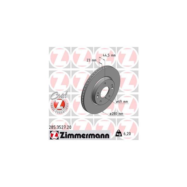 Bromsskiva Ventilerad, Framaxel Zimmermann 285.3527.20 ZIMMERMANN Bromsskiva Ventilerad, Framaxel Zimmermann 285.3527.20 ZIMMERMANN