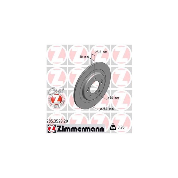 Bromsskiva Solid, Bakaxel Zimmermann 285.3529.20 ZIMMERMANN