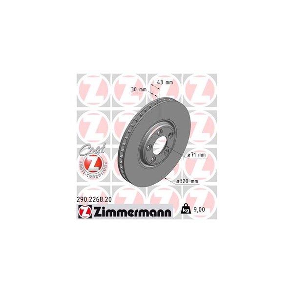 Bromsskiva Ventilerad, Framaxel Zimmermann 290.2268.20 ZIMMERMANN