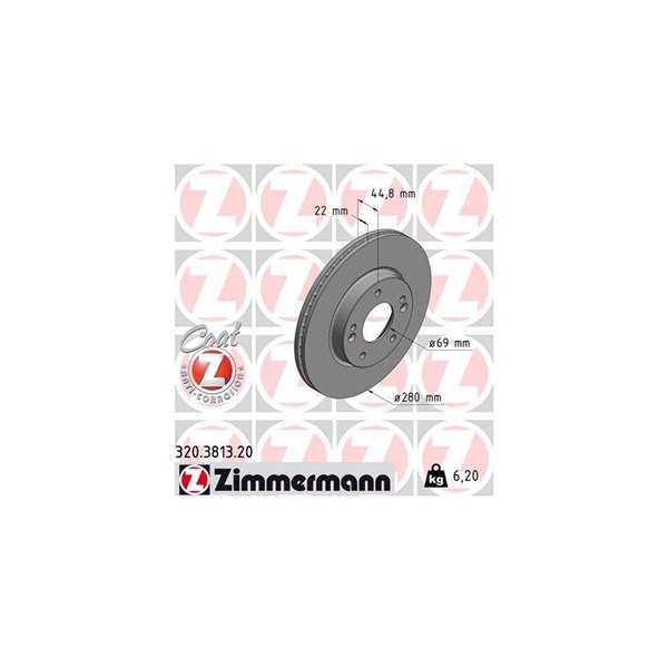 Bromsskiva Ventilerad, Framaxel Zimmermann 320.3813.20 ZIMMERMANN