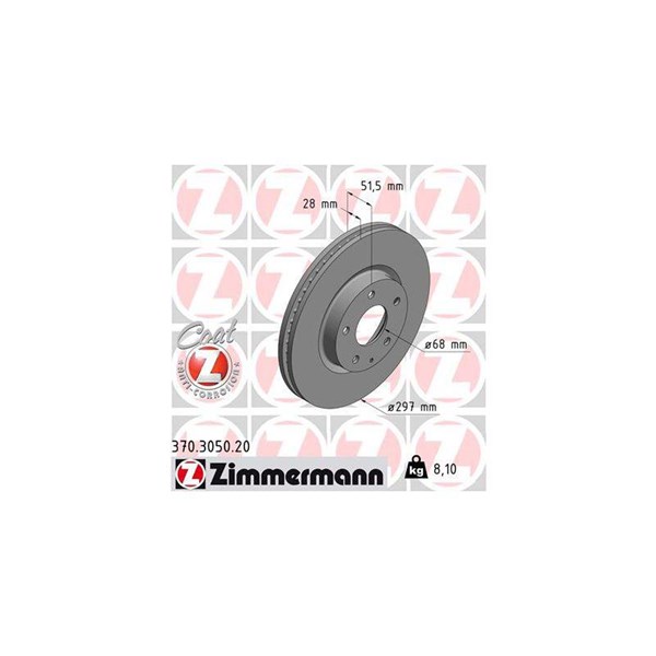 Bromsskiva Ventilerad, Framaxel Zimmermann 370.3050.20 ZIMMERMANN
