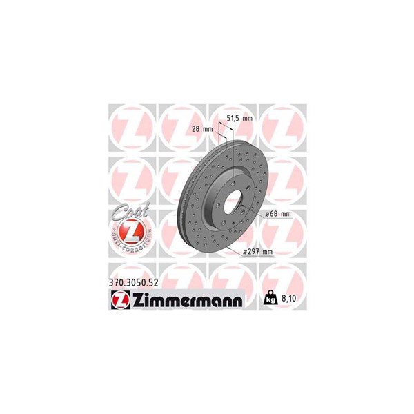 Bromsskiva Ventilerad, Framaxel Zimmermann 370.3050.52 ZIMMERMANN