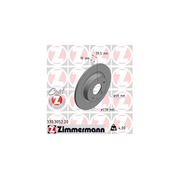 Bromsskiva Solid, Bakaxel Zimmermann 370.3052.20 ZIMMERMANN