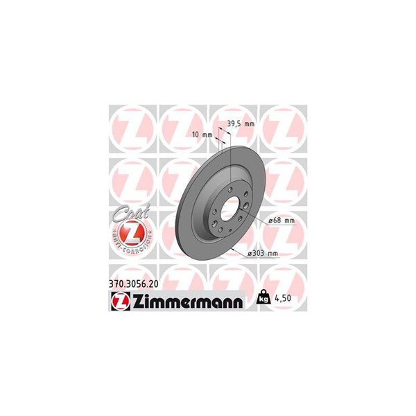 Bromsskiva Solid, Bakaxel Zimmermann 370.3056.20 ZIMMERMANN