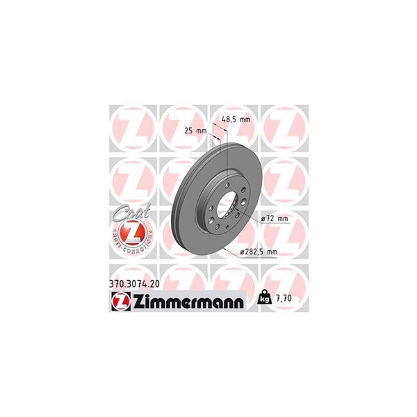 Bromsskiva Ventilerad, Framaxel Zimmermann 370.3074.20 ZIMMERMANN