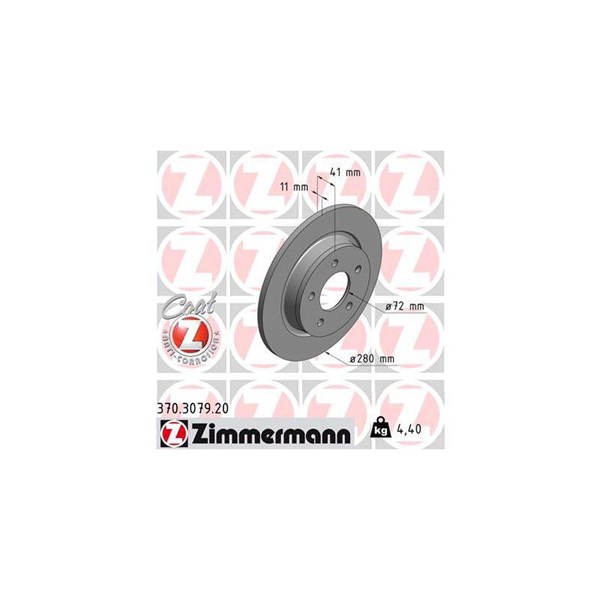 Bromsskiva Solid, Bakaxel Zimmermann 370.3079.20 ZIMMERMANN