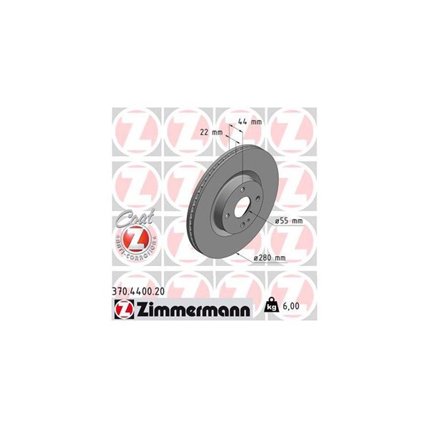 Bromsskiva Ventilerad, Framaxel Zimmermann 370.4400.20 ZIMMERMANN
