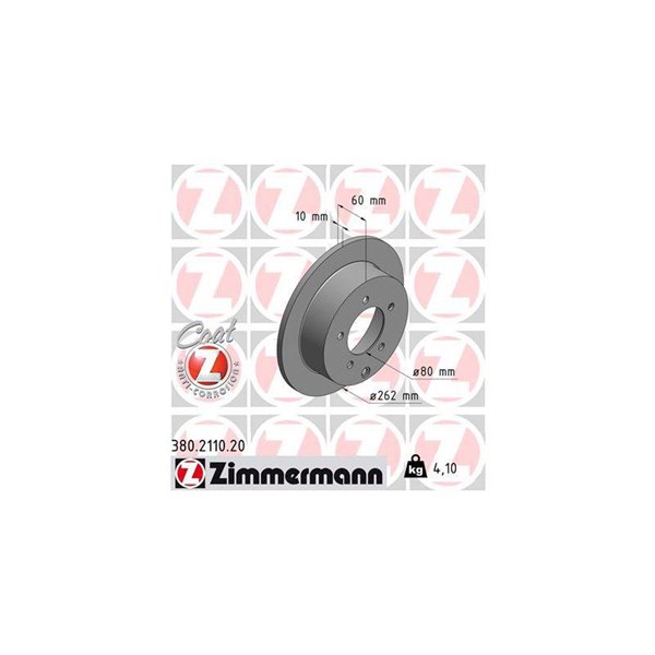 Bromsskiva Solid, Bakaxel Zimmermann 380.2110.20 ZIMMERMANN