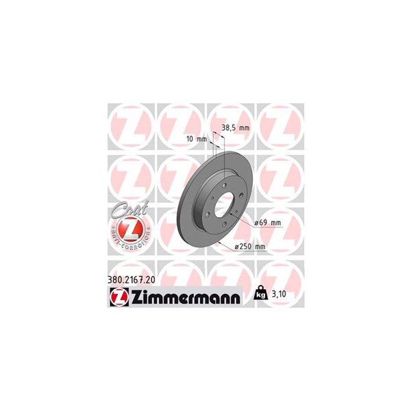 Bromsskiva Solid, Bakaxel Zimmermann 380.2167.20 ZIMMERMANN