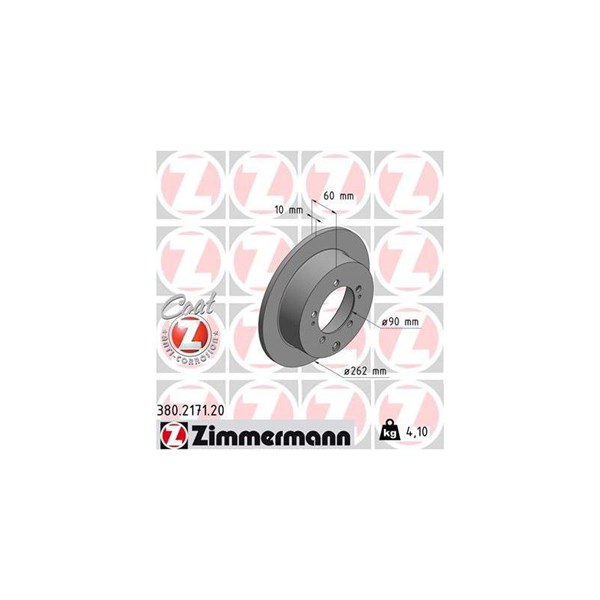 Bromsskiva Solid, Bakaxel Zimmermann 380.2171.20 ZIMMERMANN