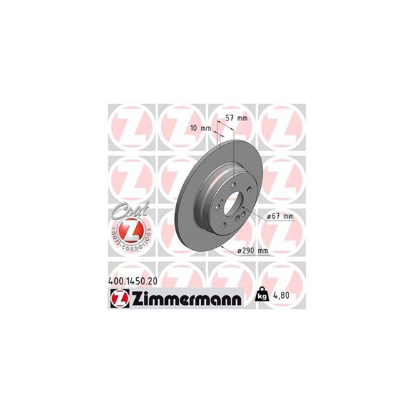 Bromsskiva Solid, Bakaxel Zimmermann 400.1450.20 ZIMMERMANN Bromsskiva Solid, Bakaxel Zimmermann 400.1450.20 ZIMMERMANN