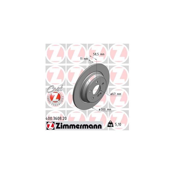 Bromsskiva Solid, Bakaxel Zimmermann 400.3608.20 ZIMMERMANN