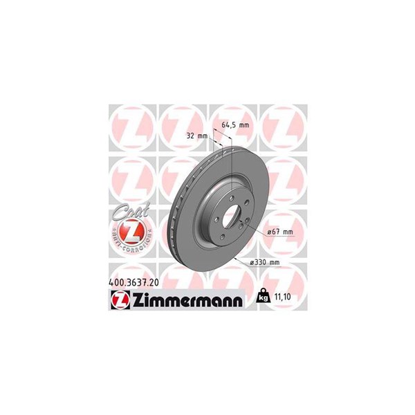 Bromsskiva Ventilerad, Framaxel Zimmermann 400.3637.20 ZIMMERMANN