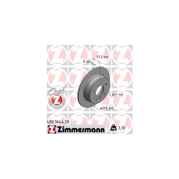 Bromsskiva Solid, Bakaxel Zimmermann 400.3644.20 ZIMMERMANN