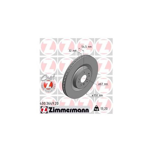 Bromsskiva Ventilerad, Framaxel Zimmermann 400.3649.20 ZIMMERMANN