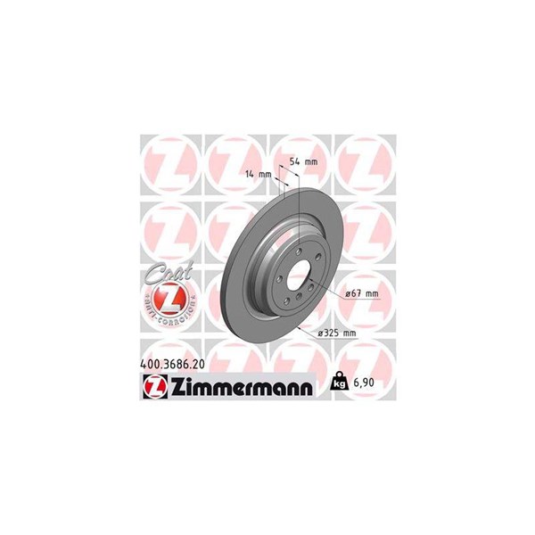 Bromsskiva Solid, Bakaxel Zimmermann 400.3686.20 ZIMMERMANN