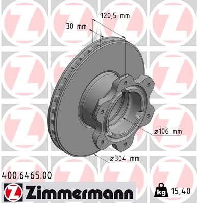 Bromsskiva Ventilerad, Bakaxel Zimmermann 400.6465.00 ZIMMERMANN