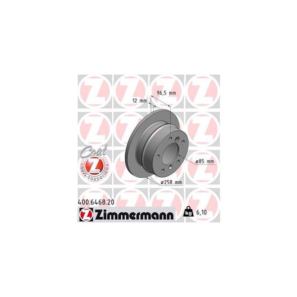 Bromsskiva Solid, Bakaxel Zimmermann 400.6468.20 ZIMMERMANN