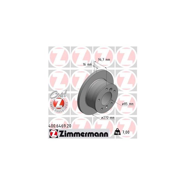 Bromsskiva Solid, Bakaxel Zimmermann 400.6469.20 ZIMMERMANN