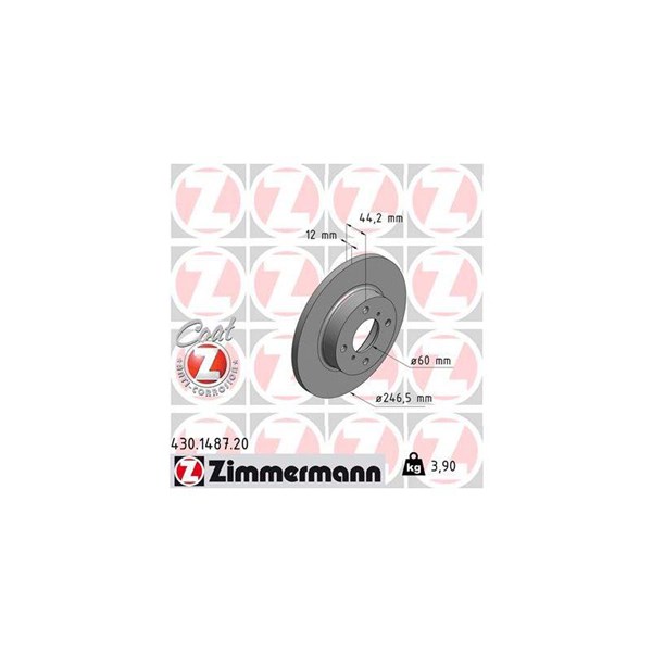 Bromsskiva Solid, Framaxel Zimmermann 430.1487.20 ZIMMERMANN