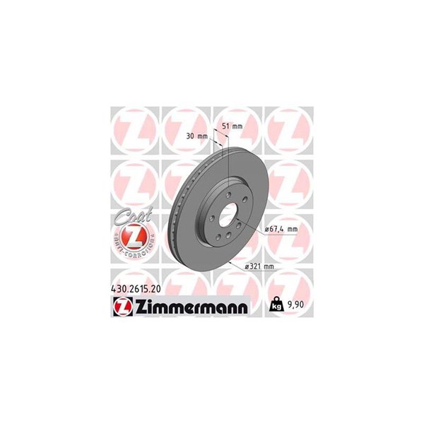 Bromsskiva Ventilerad, Framaxel Zimmermann 430.2615.20 ZIMMERMANN
