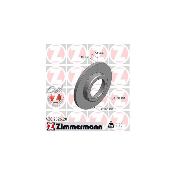 Bromsskiva Solid, Bakaxel Zimmermann 430.2626.20 ZIMMERMANN