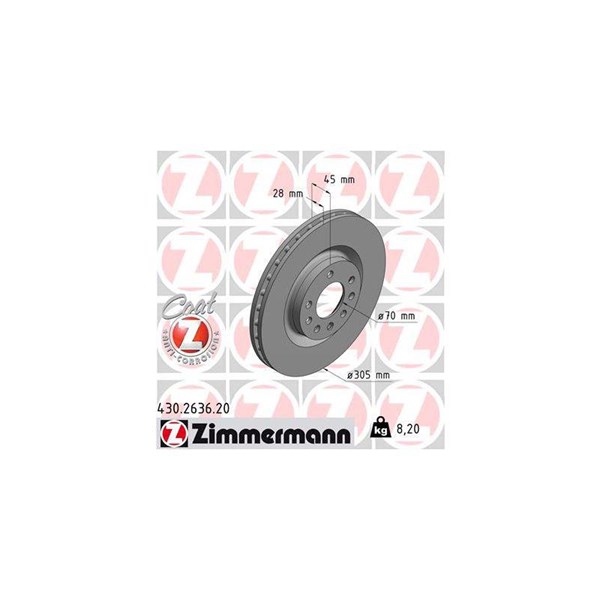 Bromsskiva Ventilerad, Framaxel Zimmermann 430.2636.20 ZIMMERMANN