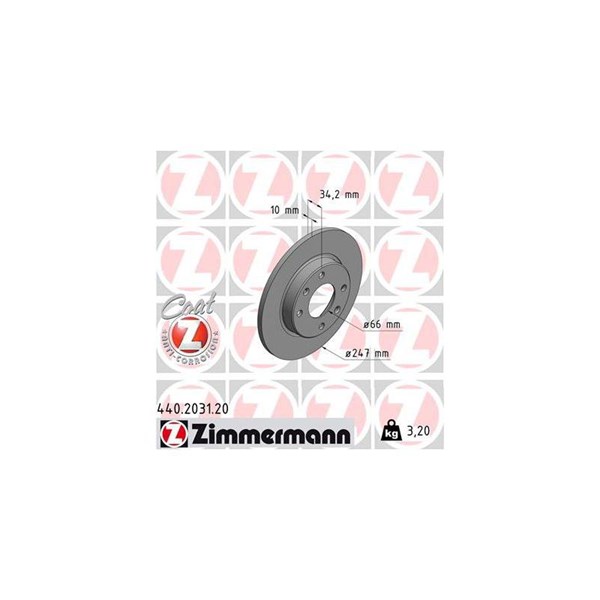 Bromsskiva Solid, Framaxel, Bakaxel Zimmermann 440.2031.20 ZIMMERMANN