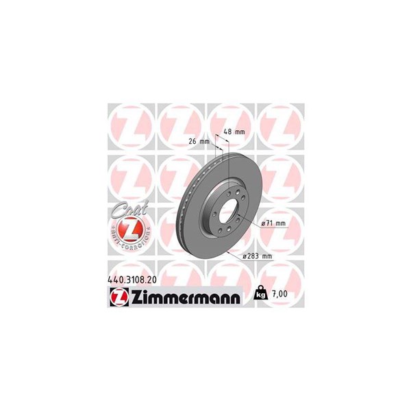 Bromsskiva Ventilerad, Framaxel Zimmermann 440.3108.20 ZIMMERMANN