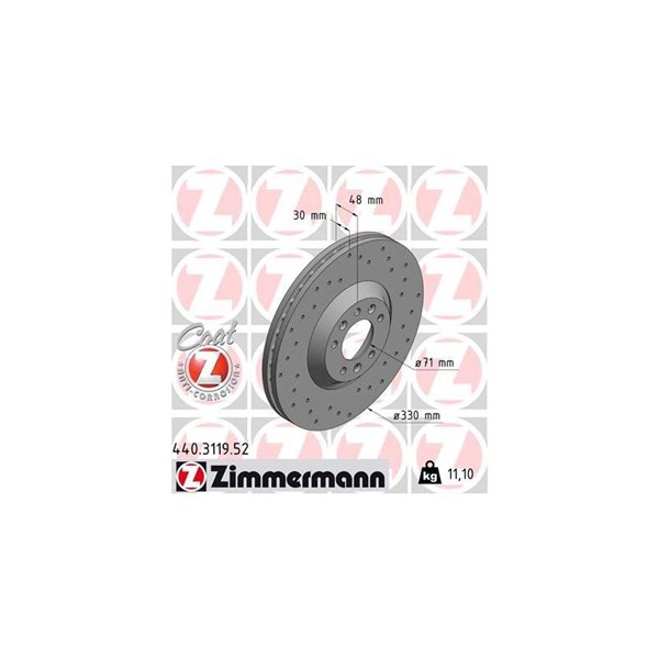 Bromsskiva Hålad, Framaxel Zimmermann 440.3119.52 ZIMMERMANN