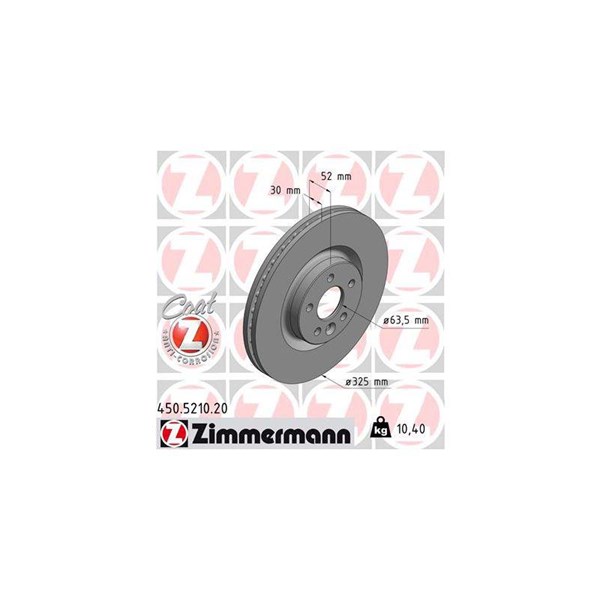 Bromsskiva Ventilerad, Framaxel Zimmermann 450.5210.20 ZIMMERMANN