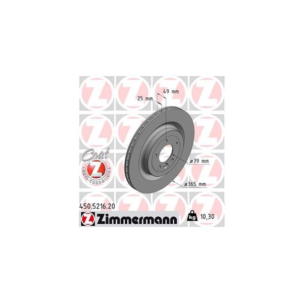 Bromsskiva Ventilerad, Bakaxel Zimmermann 450.5216.20 ZIMMERMANN