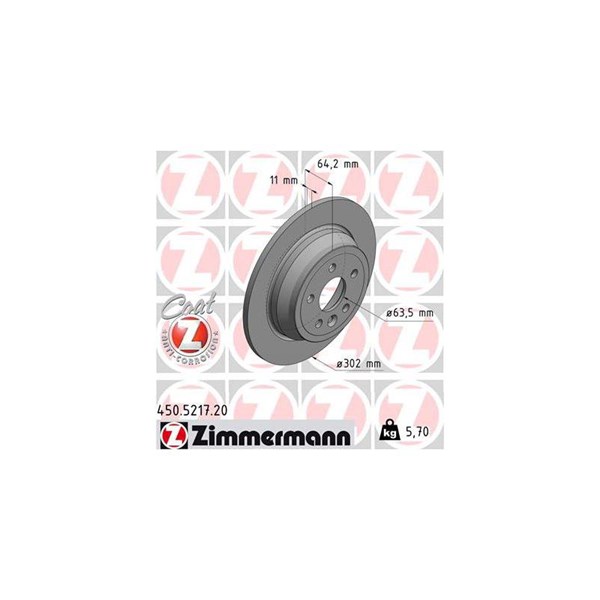 Bromsskiva Solid, Bakaxel Zimmermann 450.5217.20 ZIMMERMANN