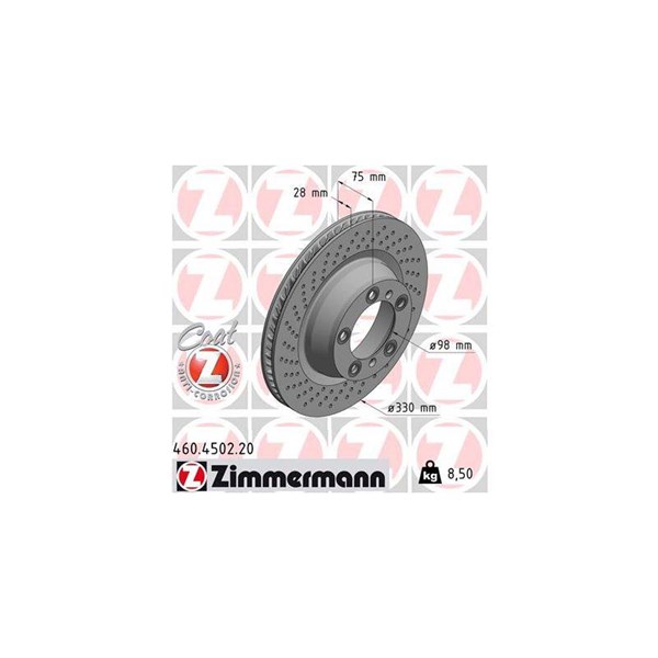 Bromsskiva Ventilerad, Bakaxel vänster Zimmermann 460.4502.20 ZIMMERMANN