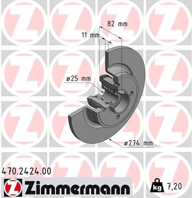 Bromsskiva Solid, Bakaxel Zimmermann 470.2424.00 ZIMMERMANN